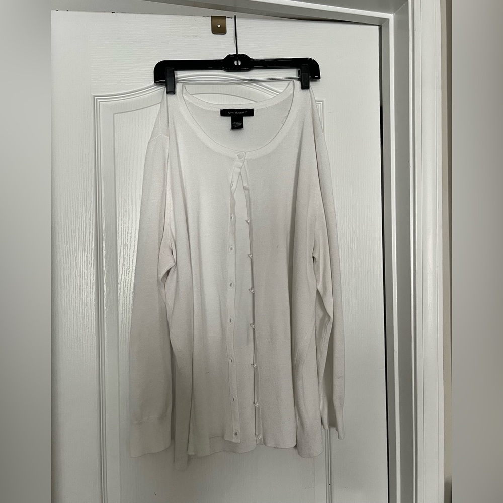 White button down sweater